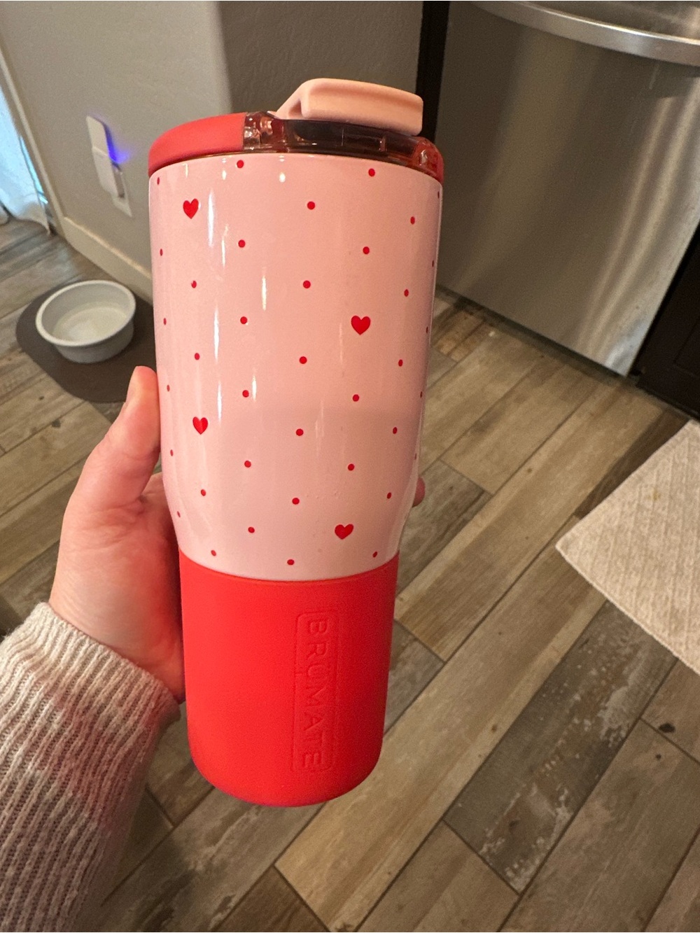 Brumate Pink & Red Heart Travel Tumbler - Insulated Coffee Cup